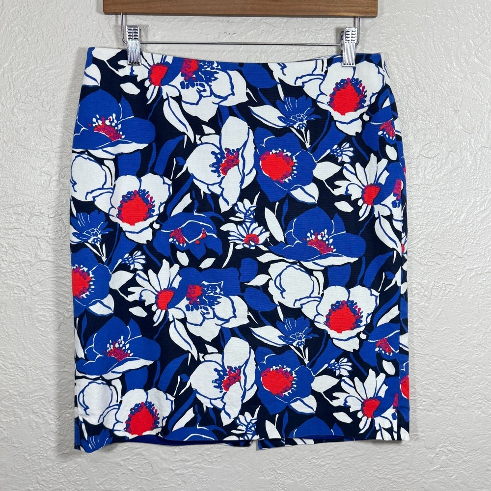Talbots Pencil Skirt 8 Petite Watercolor Floral Garden Artsy Cottage Preppy Work